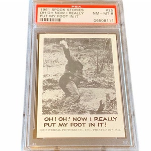 Horror Universal Monsters Trading Card Vintage 1963 Leaf Spook Stories PSA 8 Quicksand #25 Quick Sand zet mijn voet erin