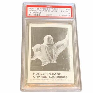 Horror Universal Monsters Trading Card Vintage 1963 Leaf Spook Stories Graded PSA 6 Wolfman Werewolf Curse hamer verandering wasserijen