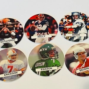 NFL football Quarterbacks Pogs lot Slammer Milk Cap game vtg Jim Kelly Esiason