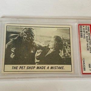 Horror Universal Monster Laffs Trading Card Vintage 1966 TCG Spook Stories Beoordeeld PSA 7 dierenwinkel #44 Mighty Joe Young Gorilla King Kong