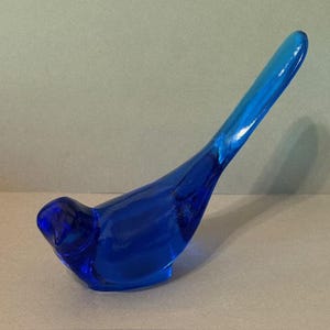 Vintage Fenton Glass Bluebird Happiness Blue Bird Figurine Art Signed RARE Gift