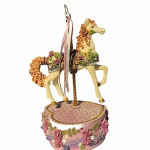 Carousel Horse figurine violet purple flower floral ribbon Hamilton decor gift sculpture circus statue