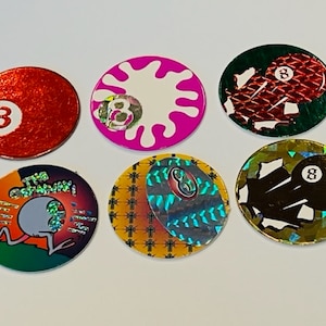 Eightball Pogs lot Slammer Milk Cap game vtg skull punk grunge skater 8-ball E4
