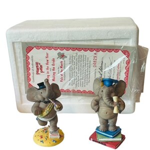 Figurka słonia vtg Hamilton Collection BOX Pals Month Nowy Rok Making Grade