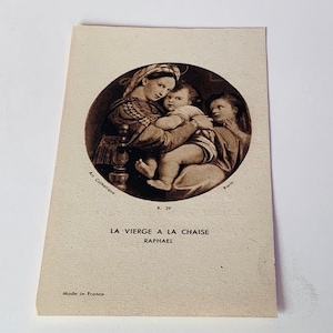HOLY PRAYER CARD antique vintage paper ephemera collectible church gift decor Christian Catholic France Jesus Christ 1930s Vierge la Chaise
