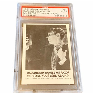 Horror Universal Monsters Trading Card Vintage 1963 Leaf Spook Stories Graded PSA 7 vtg #54 Wolfman Weerwolf Scheermes Opnieuw scheren