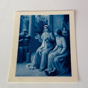 HOLY PRAYER CARD antique vintage paper ephemera collectible church gift decor Christian Catholic France French virgin Mary Saint Vierge st