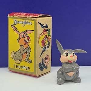 LOUIS MARX DISNEYKINS vintage toy plastic figure walt disney vtg figurine mickey mouse tv scene original box hk Bambi Thumper 6070 bunny