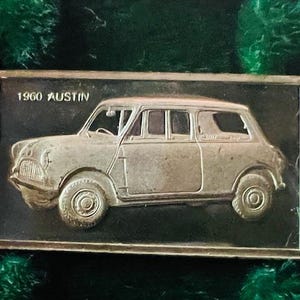 Franklin Mint Silver Bar Mini Ingot 1975 Centennial Car Classic 1960 Austin vtg