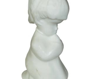 Fenton art glass figurine vtg Christmas sculpture praying milk white pray Girl