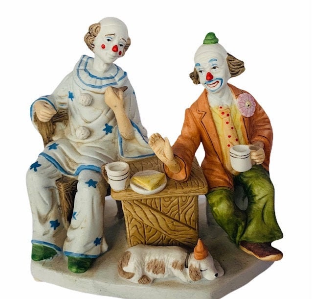 CREEPY CLOWN FIGURINE vintage porcelain circus statue Etsy