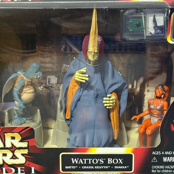 Wattos Box Graxol Kelvyyn Action Figures Star Wars 1999 Hasbro MOC