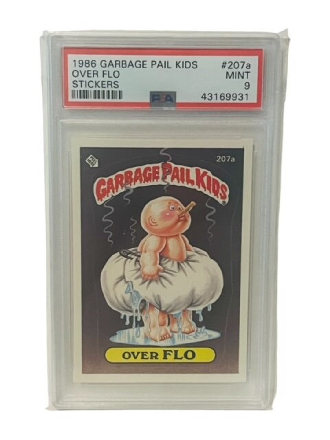 Over Flo Garbage Pail Kids Trading Card 1986 PSA 9 Sticker GPK