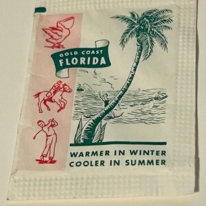 Domino Deluxe sugar packet sign paper ephemera advertising memorabilia 1960 hotel motel diner restaurant Gold Coast Florida FL Miami beach