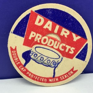 MILK BOTTLE CAP vintage dairy grade A pasteurized farm advertising vtg pog 1930s ephemera products double protected americana usa dairy