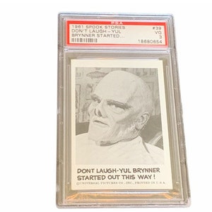 Horror Universal Monsters Trading Card Vintage 1963 Leaf Spook Stories Graded PSA 3 Don't Laugh Yul Brynner begon zo #39