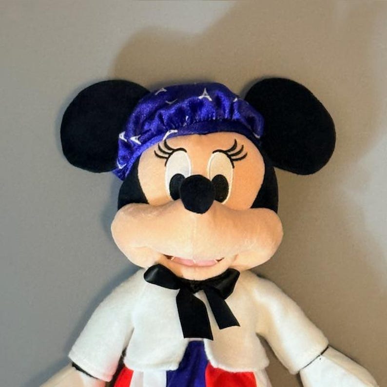 Vintage Disney Plush Stuffed Animal Parks World Paris Minnie Mouse France Flag 画像 2