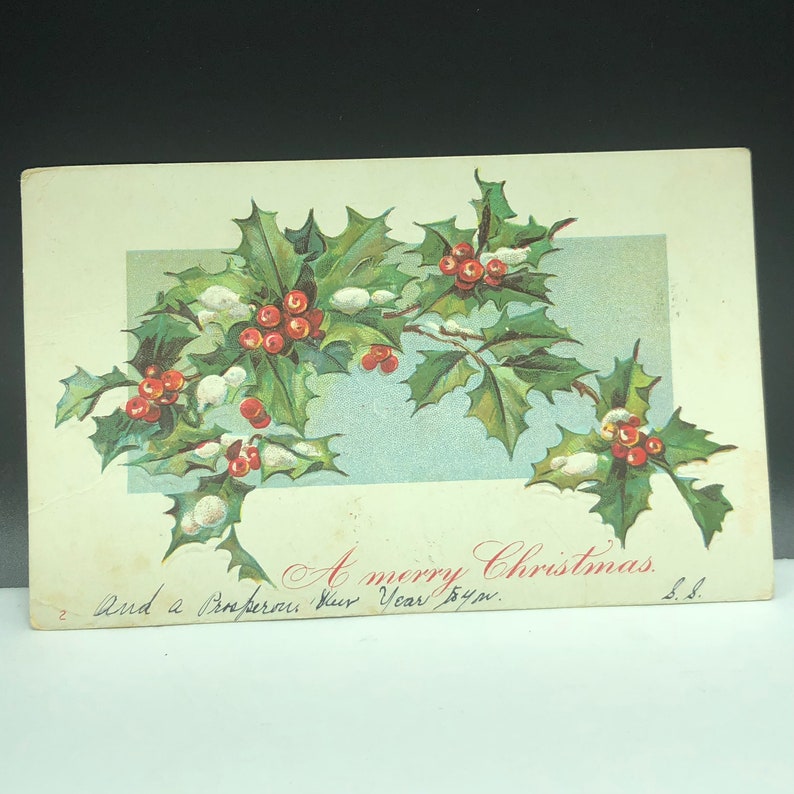 1907 ANTIQUE POSTCARD EPHEMERA paper collectible post card souvenir divided back Oklahoma city Christmas holiday happiest merry mistletoe
