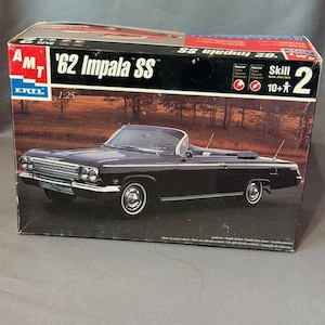 Vintage 1962 Chevrolet Impala SS zwarte modelautokit COMPLEET Amt Ertl 1/25 usa