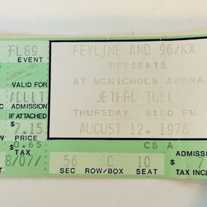 Jethro Tull Rock Konzert Ticket Stub Pop Memorabilia Musik Heavy Metal Country Ephemera Sammlerstück vtg 1976 Mcnichols Arena Denver Colorado
