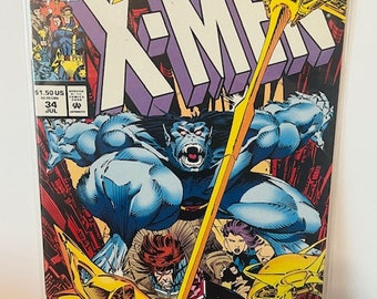 X-Men #34 Cómic Marvel Super Heroes Vtg 1994 Uncanny Beast Gambit BC5