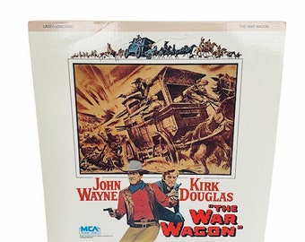 LASER DISC VIDEODISC Vintage laserdisc movie film video disc electronic media case cover 1987 War Wagon John Wayne Kirk Douglas