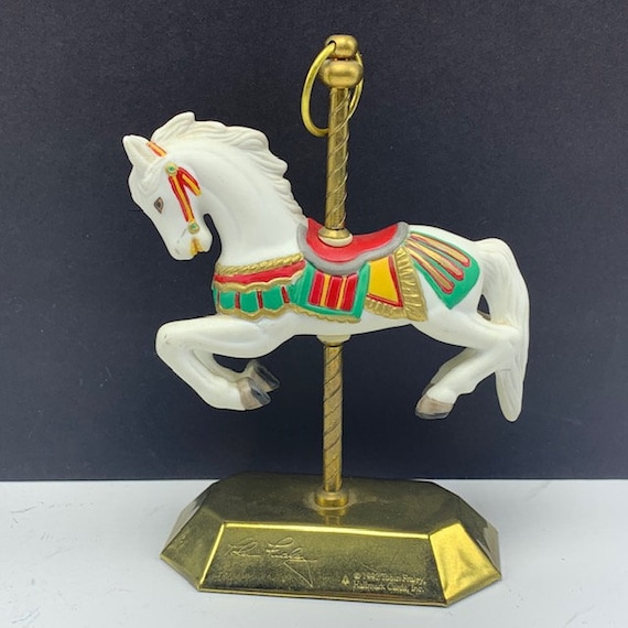 Pearlized White Carousel Horse Ornament 