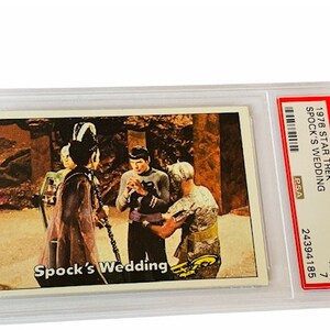 Star Trek Trading Card 1976 Topps Enterprise Captains Log originele serie vtg memorabilia gesorteerd PSA 7 Spocks Wedding #60 Vulcan