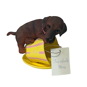 Dachshund Figurine Teacup Hamilton Puppy Dog Tea Cup Personali-tea Merry vtg tag