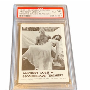 Horror Universal Monsters Trading Card Vintage 1963 Leaf Spook Stories Graded PSA 8 The Mummy Boris Karloff #36 Leraar tweede leerjaar
