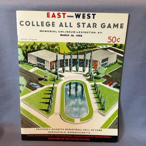 Vintage Basketball Program NCAA Print Ad Bracket 1966 College All Star Game KY