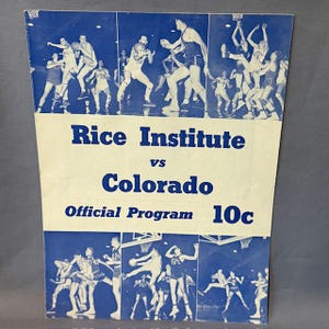 Vintage Basketball Program Print Ad Magazine 1949 Rice Institute Colorado Manual