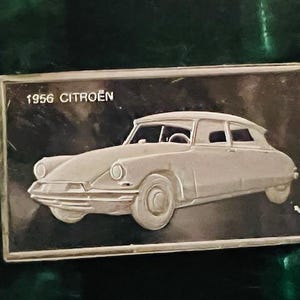 Franklin Mint Silver Bar Mini Ingot 1975 Centennial Car Classic 1956 Citroen vtg