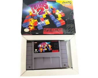 Super Nintendo Video Game vtg SNES box 1994 Tetris 2 Two puzzle prodigy NES