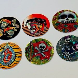 Poison Pogs lot Slammer Milk Cap game vtg skull skeleton punk grunge skater S2