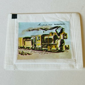 Holly Sugar Packet Train Locomotive engine Railroad sign paper ephemera Lionel advertising vintage vtg memorabilia 1960 mcm Northern Pacific