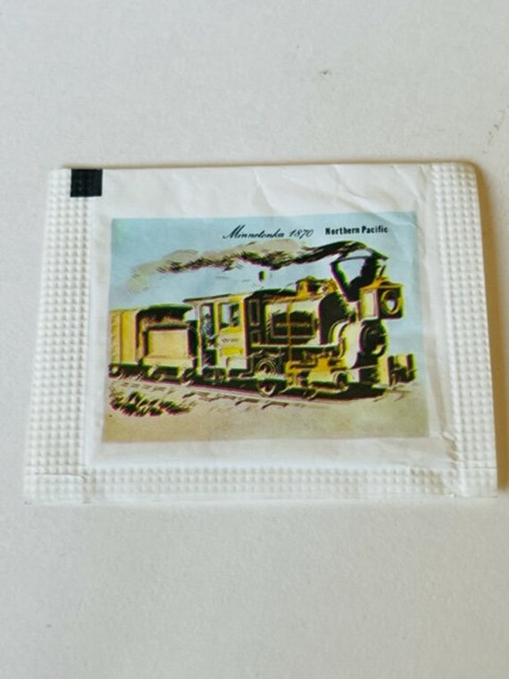 Holly Sugar Packet Train Locomotive engine Railroad sign paper ephemera  Lionel advertising vintage vtg memorabilia 1960 mcm Northern Pacific