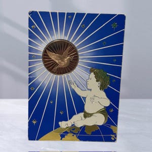 Franklin Mint Gold Coin Christmas Card Holiday Vtg 1970s Medal Millennium Jesus