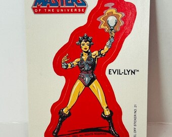 Pegatina de tarjeta coleccionable de Masters of Universe, He-Man 1984, Mattel, rompecabezas Evil-Lyn, vintage