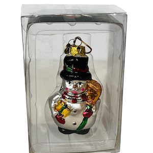 Kurt Adler Christmas Ornament Frosty Snowman NIB box broom glass Holiday Xmas