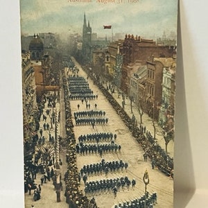 Postcard Antique Vtg Ephemera Post Card 1908 Naval Parade Sailors Australia Navy