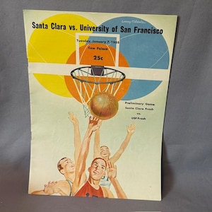 Vintage Basketball Program Print Ad Bracket 1958 Santa Clara San Francisco Frosh