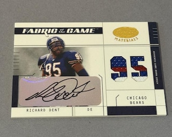 Parche de camiseta usada de Richard Dent Auto Game Worn /95 Bears 2003 Leaf Certificado HOF