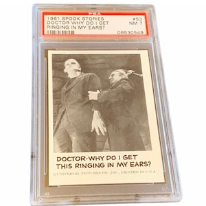 Horror Universal Monsters Trading Card Vintage 1963 Leaf Spook Stories Graded PSA 7 vtg #53 Doctor Frankenstein Dr. hamer rinkelende oren
