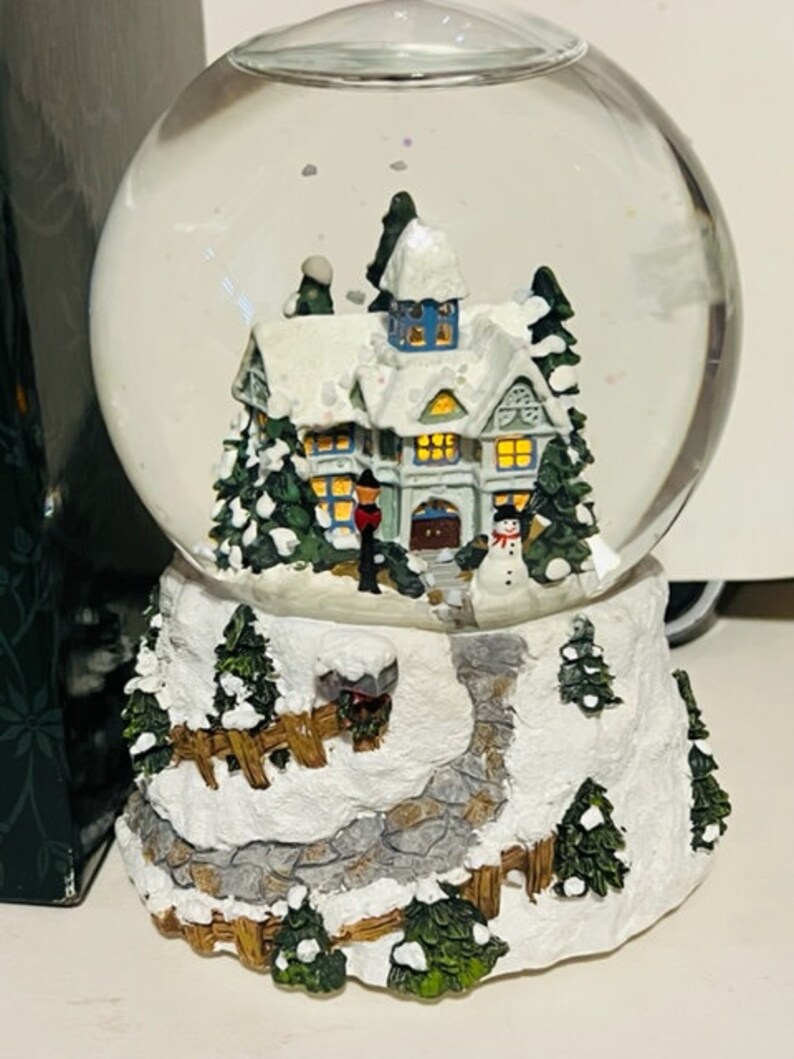 Thomas Kinkade Cottage Victorian Snow Globe Christmas NIB Etsy