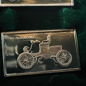 Franklin Mint Silver Bar Mini Ingot 1975 Centennial Car 1901 Oldsmobile classic