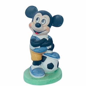 WALT DISNEY FIGURINE vintage Japan porcelain statue sculpture collectible figure disneyland park gift ware Mickey Mouse Fantasia soccer ball