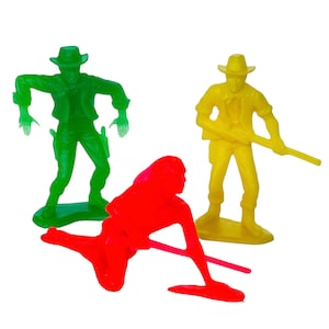 Cowboys and Native lot vtg western toys red yellow green plastic 1960s marx US19