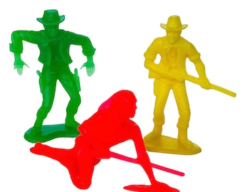 Figurines Soldats Plastique Far West - Cowboys Et Indiens Anciens Cofalu + Divers - Occasion