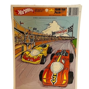 Hot Wheels Frame Tray Puzzle Redline vtg 1986 SEALED red line race cars 11X8 vtg BC3